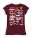 Virginia Tech Hokies VT  Hand Sketched Vive La Fete Impressions Artwork Maroon Girls Cotton Short Sleeve Tee - Vive La Fête - Online Apparel Store