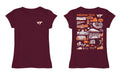 Virginia Tech Hokies VT  Hand Sketched Vive La Fete Impressions Artwork Maroon Girls Cotton Short Sleeve Tee - Vive La Fête - Online Apparel Store