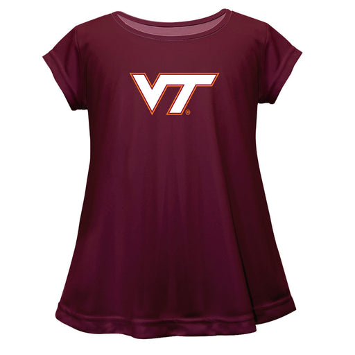 Virginia Tech Hokies VT Short Sleeve Youth Cotton Top Maroon
