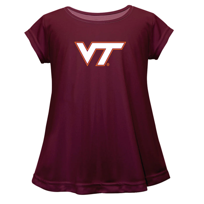 Virginia Tech Hokies VT Short Sleeve Youth Cotton Top Maroon