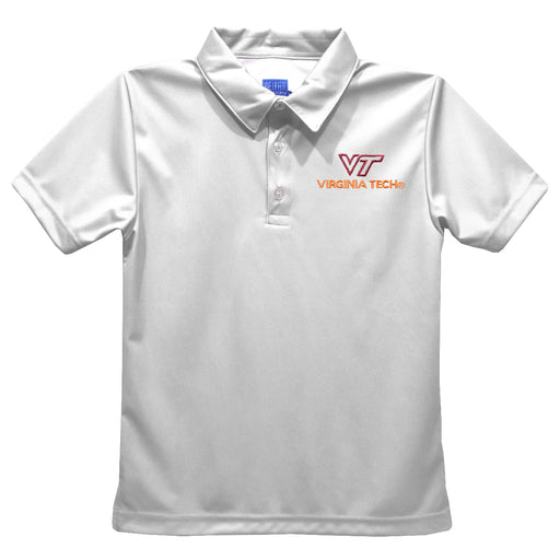 Virginia Tech Hokies VT Embroidered White Short Sleeve Polo Box Shirt