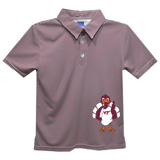Virginia Tech Hokies VT  Stripes Short Sleeve Polo Box Shirt Maroon