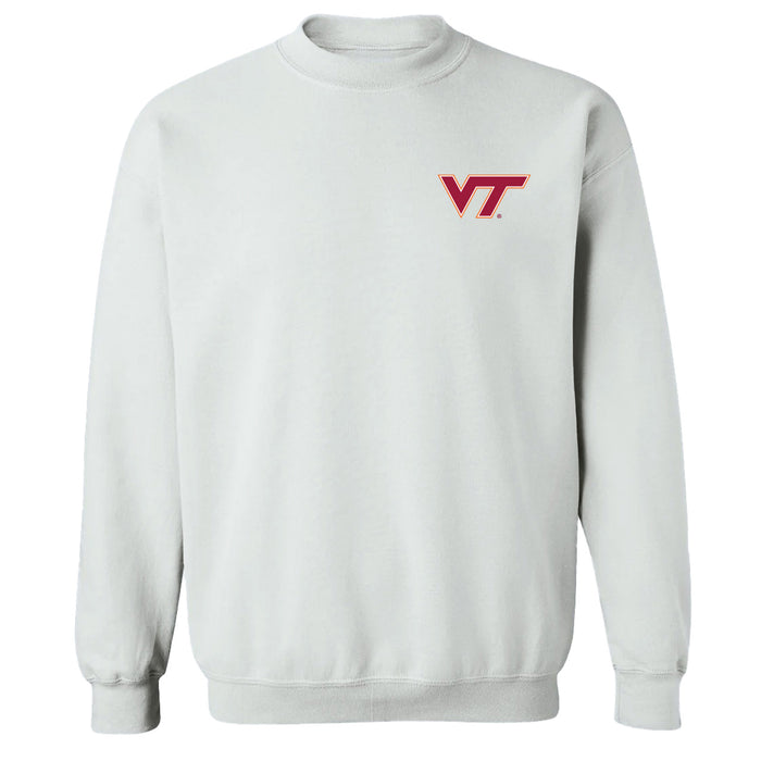 Virginia Tech Hokies VT  Hand Sketched Vive La Fete Impressions Artwork White Crew Neck Sweatshirt for Women