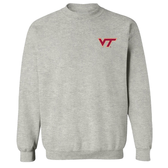 Virginia Tech Hokies VT  Hand Sketched Vive La Fete Impressions Artwork Gray Crew Neck Sweatshirt for Women