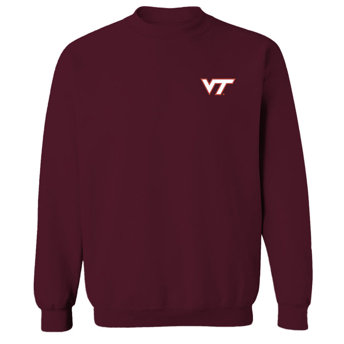 Virginia Tech Hokies VT  Hand Sketched Vive La Fete Impressions Artwork Maroon Crew Neck Sweatshirt for Women