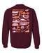 Virginia Tech Hokies VT Hand Sketched Artwork Maroon Crewneck Sweatshirt for Women - Vive La Fête - Online Apparel Store