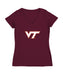 Virginia Tech Hokies VT Women's V-neck Fitted Cotton T-Shirt Maroon