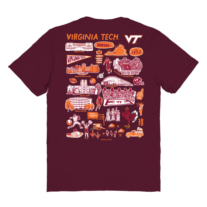 Virginia Tech Hokies VT  Vive La Fete Impressions Artwork Womens Cotton Tshirt - Vive La Fête - Online Apparel Store