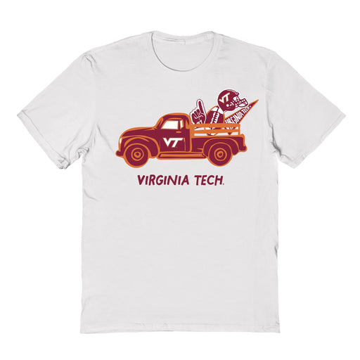 Virginia Tech Hokies VT  Hand Sketched Vive La Fete Impressions Truck White T-shirt for Women