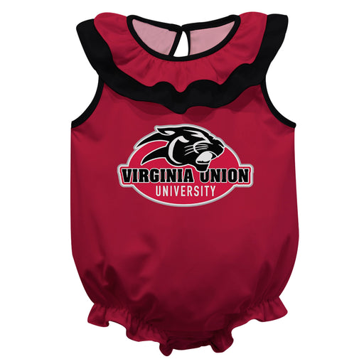 Virginia Union Panthers Red Sleeveless Ruffle Onesie Logo Bodysuit