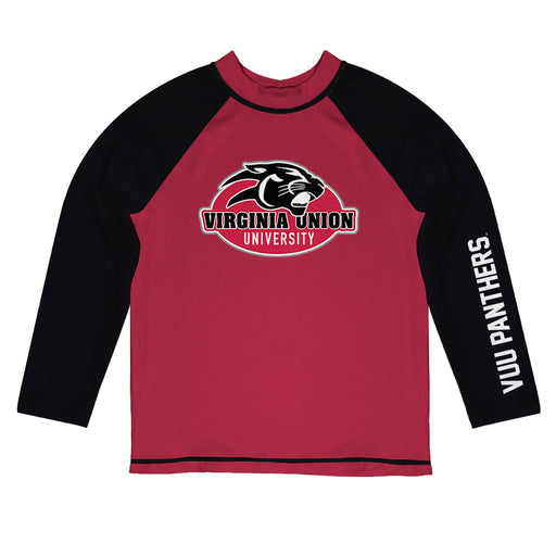 Virginia Union Panthers Vive La Fete Logo Red Long Sleeve Raglan Rashguard