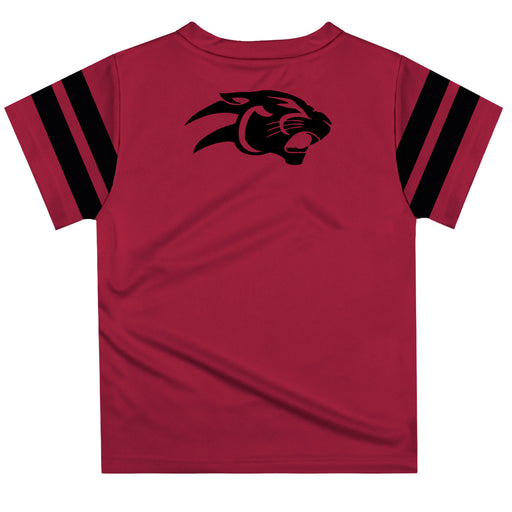 Virginia Union Panthers Vive La Fete Boys Game Day Maroon Short Sleeve Tee with Stripes on Sleeves - Vive La Fête - Online Apparel Store