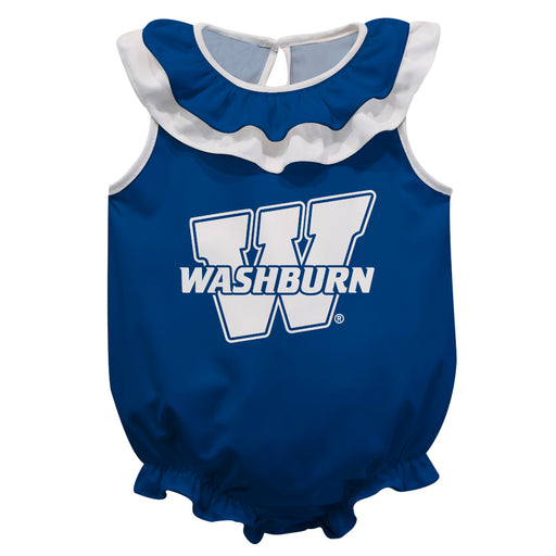 Washburn Ichabods Blue Sleeveless Ruffle Onesie Logo Bodysuit