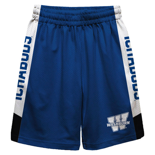 Washburn Ichabods Vive La Fete Game Day Blue Stripes Boys Solid White Athletic Mesh Short