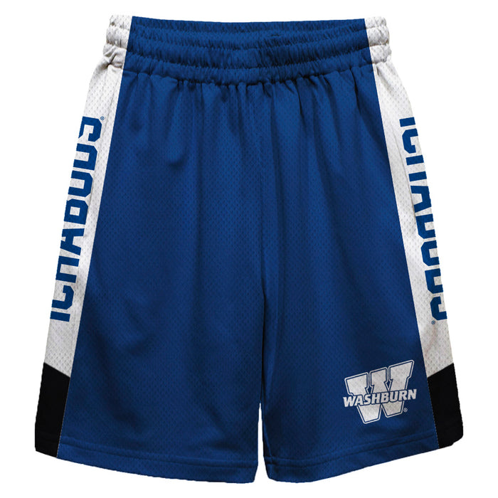 Washburn Ichabods Vive La Fete Game Day Blue Stripes Boys Solid White Athletic Mesh Short