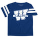 Washburn Ichabods Vive La Fete Boys Game Day Blue Short Sleeve Tee with Stripes on Sleeves