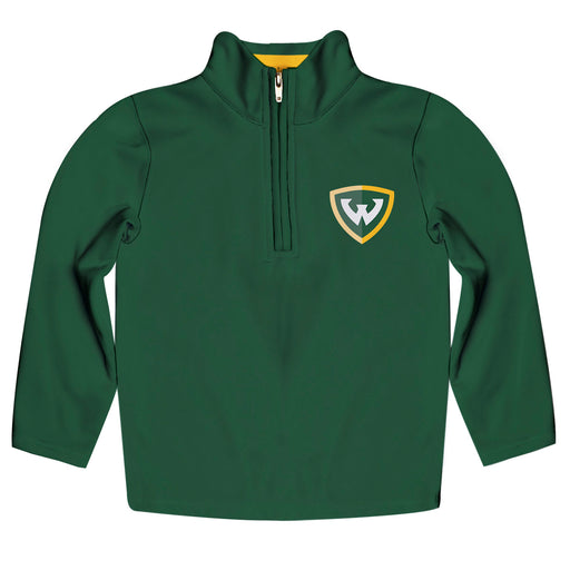 Wayne State University Warriors Vive La Fete Game Day Solid Green Quarter Zip Pullover Sleeves