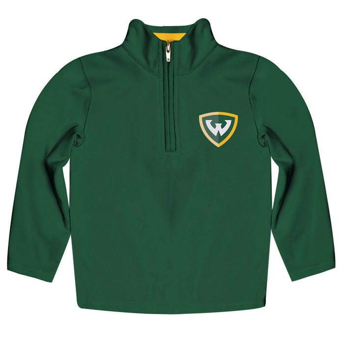 Wayne State University Warriors Vive La Fete Game Day Solid Green Quarter Zip Pullover Sleeves