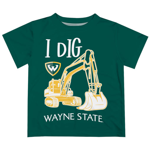 Wayne State University Warriors Vive La Fete Excavator Boys Game Day Green Short Sleeve Tee