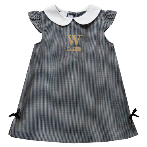 Wofford Terriers Embroidered Black Gingham A Line Dress