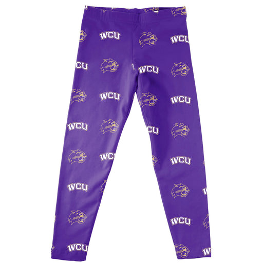 Western Carolina Catamounts Vive La Fete Girls All Over Two Logos Elastic Waist Classic Play Purple Leggings Tights