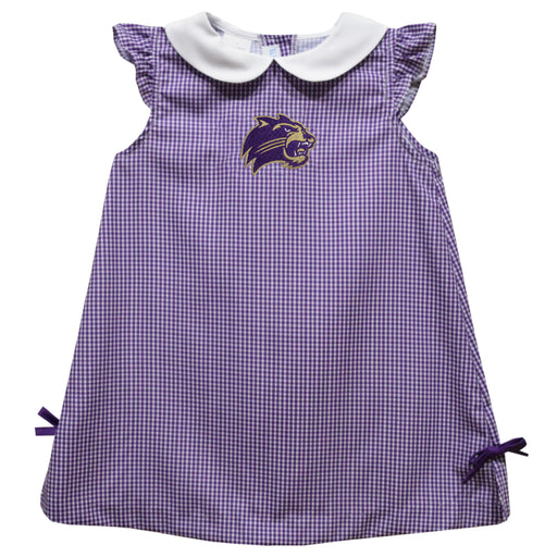 Western Carolina Catamounts Embroidered Purple Gingham A Line Dress