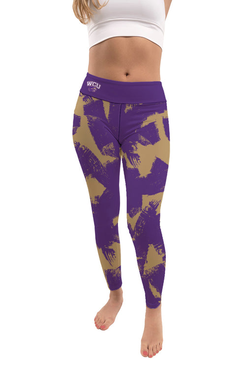 Western Carolina Catamounts Vive La Fete Paint Brush Logo on Waist Women Purple Yoga Leggings