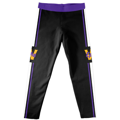 Williams College Ephs Vive La Fete Girls Game Day Black with Purple Stripes Leggings Tights