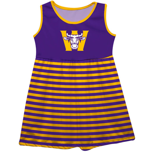 Williams College Ephs Vive La Fete Girls Game Day Sleeveless Tank Dress Solid Purple Logo Stripes on Skirt