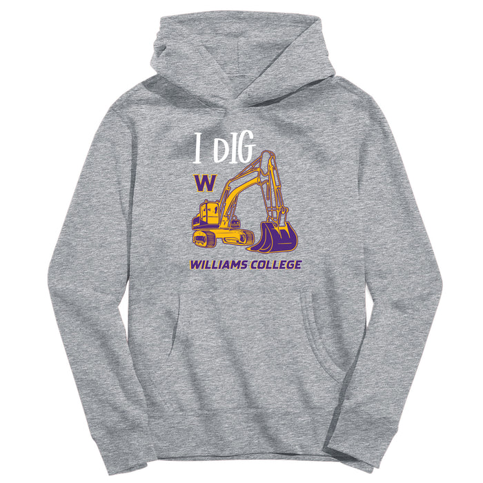 Williams College Ephs Vive La Fete Excavator Grey Cotton Hoodie