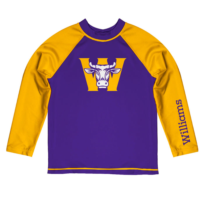 Williams College Ephs Vive La Fete Logo Purple Long Sleeve Raglan Rashguard