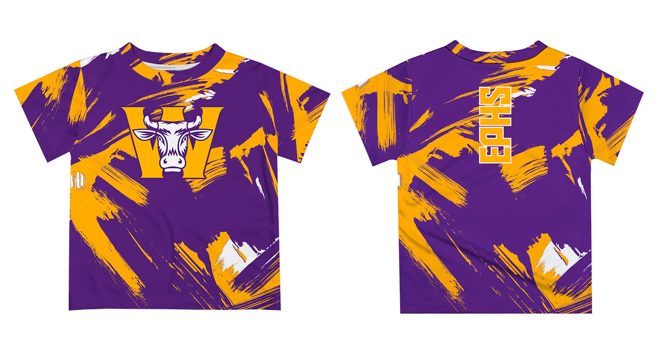 Williams College Ephs Vive La Fete Boys Game Day Purple Short Sleeve Tee Paint Brush