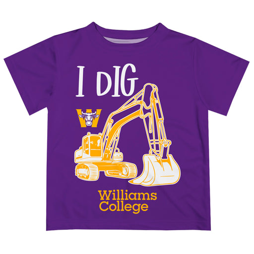 Williams College Ephs Vive La Fete Excavator Boys Game Day Purple Short Sleeve Tee