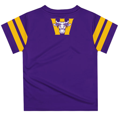 Williams College Ephs Vive La Fete Boys Game Day Purple Short Sleeve Tee with Stripes on Sleeves - Vive La Fête - Online Apparel Store