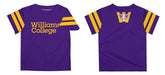 Williams College Ephs Vive La Fete Boys Game Day Purple Short Sleeve Tee with Stripes on Sleeves - Vive La Fête - Online Apparel Store