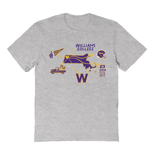 Williams College Ephs Hand Sketched Vive La Fete Impressions Icones Kids Grey T-shirt