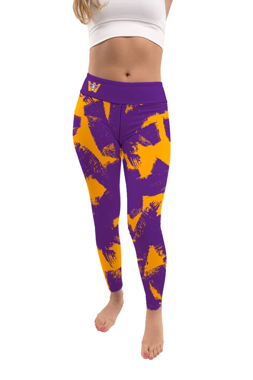 Williams College Ephs Vive La Fete Paint Brush Logo on Waist Women Purple Yoga Leggings