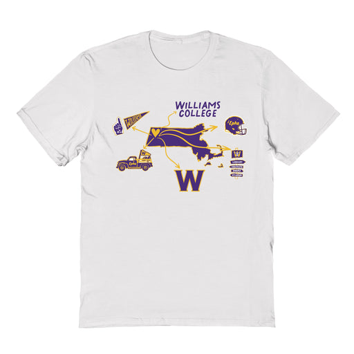 Williams College Ephs Hand Sketched Vive La Fete Impressions Icones White T-shirt for Women