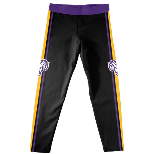 West Chester University Golden Rams WCU  Vive La Fete Girls Game Day Black with Purple Stripes Leggings Tights