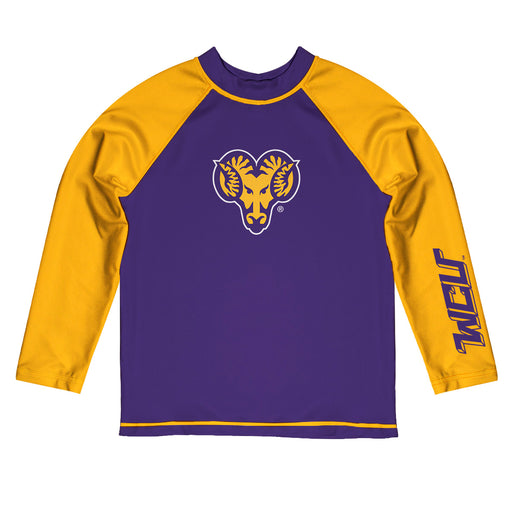 West Chester University Golden Rams WCU  Vive La Fete Logo Purple Long Sleeve Raglan Rashguard