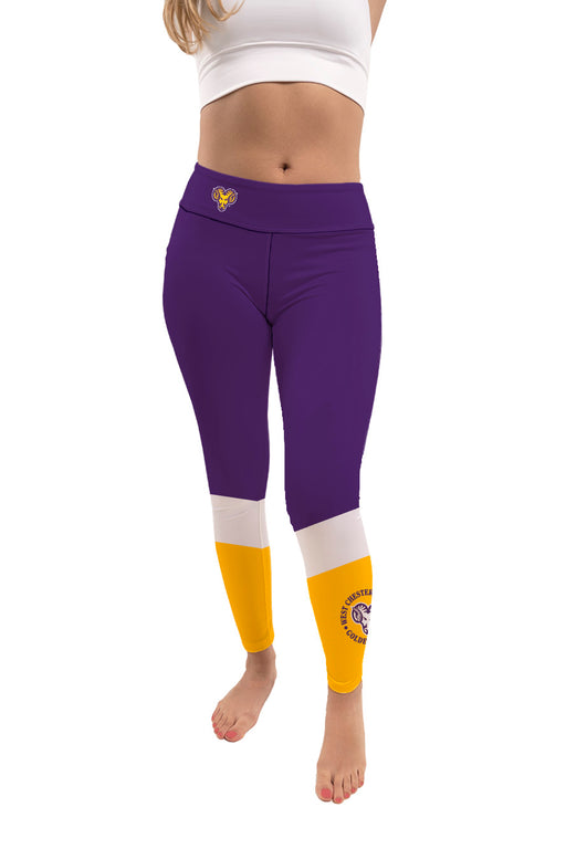 West Chester Golden Rams Vive La Fete Game Day Collegiate Ankle Color Block Women Purple Gold Yoga Leggings