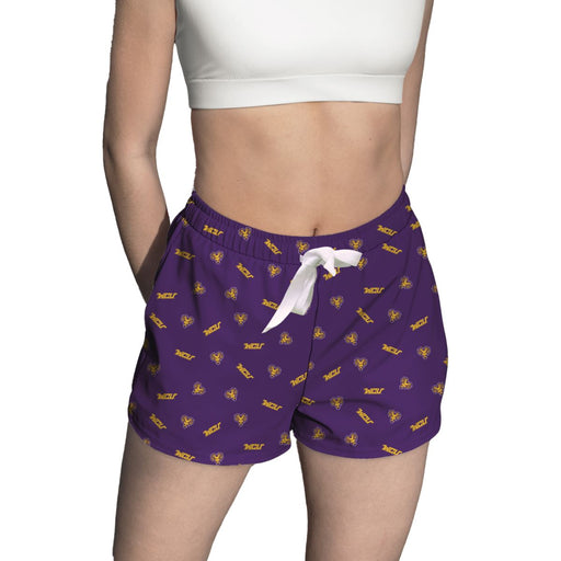 West Chester Golden Rams Vive La Fete Game Day All Over Logo Women Purple Lounge Shorts