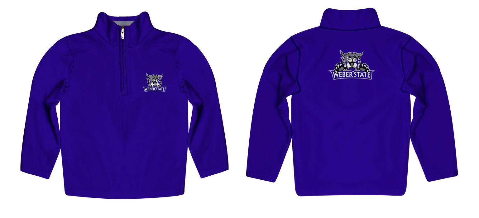 Weber State University Wildcats WSU Vive La Fete Game Day Solid Purple Quarter Zip Pullover Sleeves - Vive La Fête - Online Apparel Store