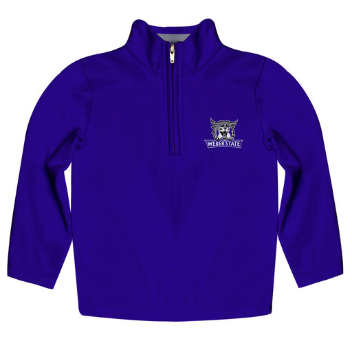 Weber State University Wildcats WSU Vive La Fete Game Day Solid Purple Quarter Zip Pullover Sleeves