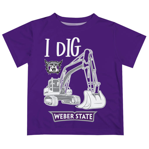 Weber State University Wildcats WSU Vive La Fete Excavator Boys Game Day Purple Short Sleeve Tee