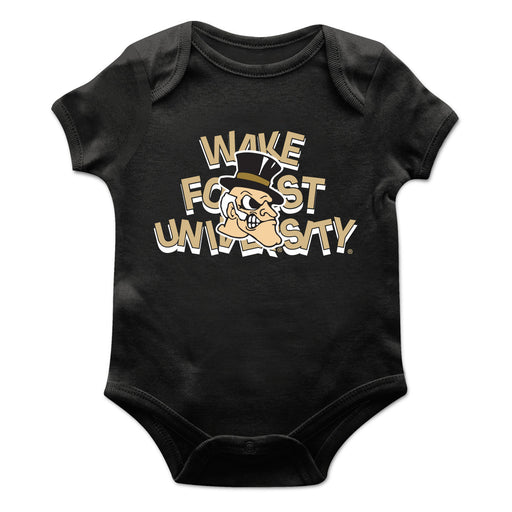 Wake Forest Demon Deacons WF Vive La Fete Infant Game Day Black Short Sleeve Bodysuit