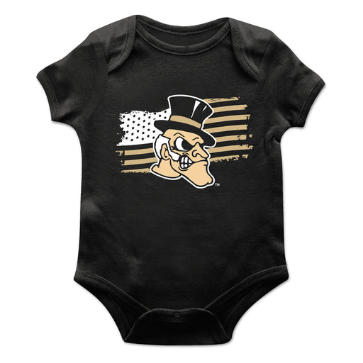 Wake Forest Demon Deacons WF Vive La Fete Infant Game Day Black Short Sleeve Bodysuit