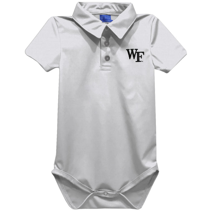 Wake Forest Demon Deacons Embroidered White Solid Knit Polo Bodysuit