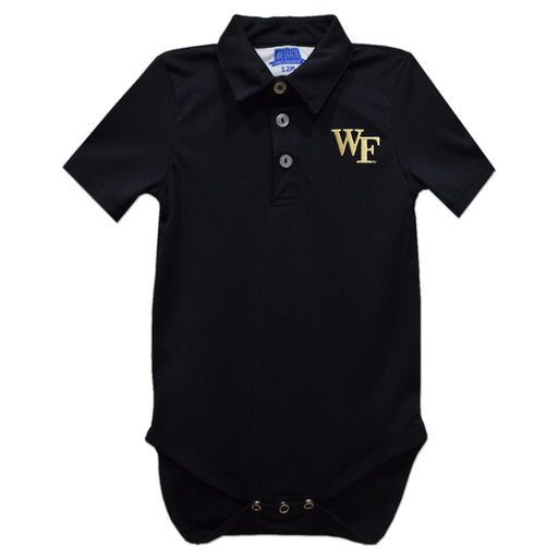 Wake Forest Demon Deacons Embroidered Black Solid Knit Polo Bodysuit
