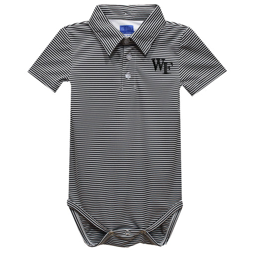 Wake Forest Demon Deacons Embroidered Black Stripe Knit Polo Bodysuit